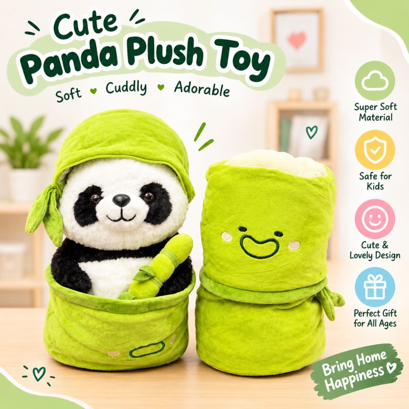 A cute plush panda toy 