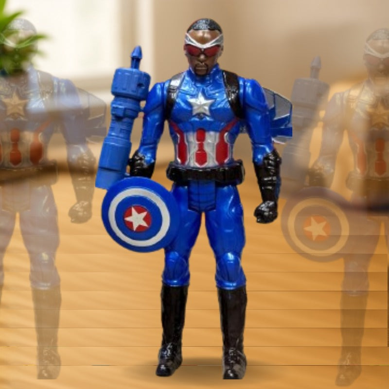 A Captain America action figure 