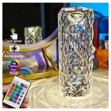 Crystal Diamond LED Table Lamp with Remote Control – 16 Colors USB Rechargeable Touch Night Light